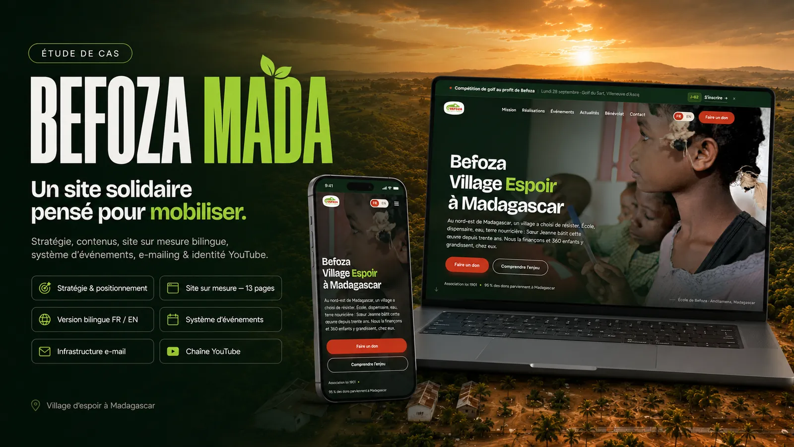 Befoza Mada — site bilingue pour une association humanitaire à Madagascar