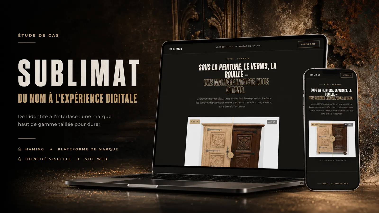 Sublimat — marque premium pour un artisan aérogommage dans le Nord