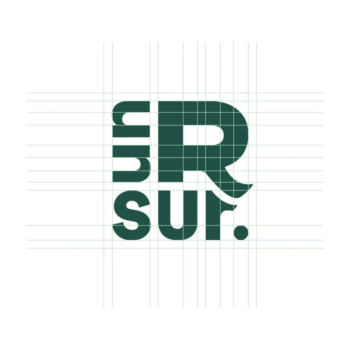 Création de logo un R sur : le logotype posé sur sa grille de construction